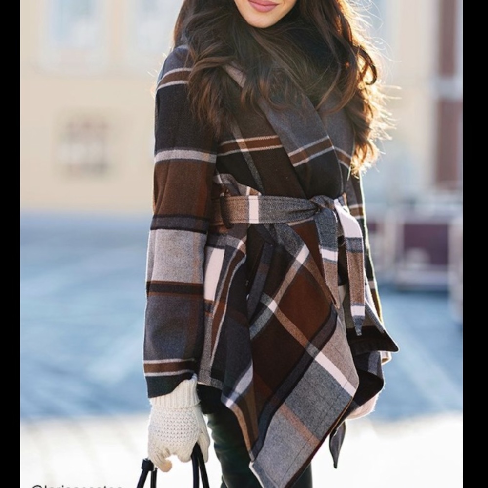 Chicwish Prairie Check Rabato Coat by Chic+ XS